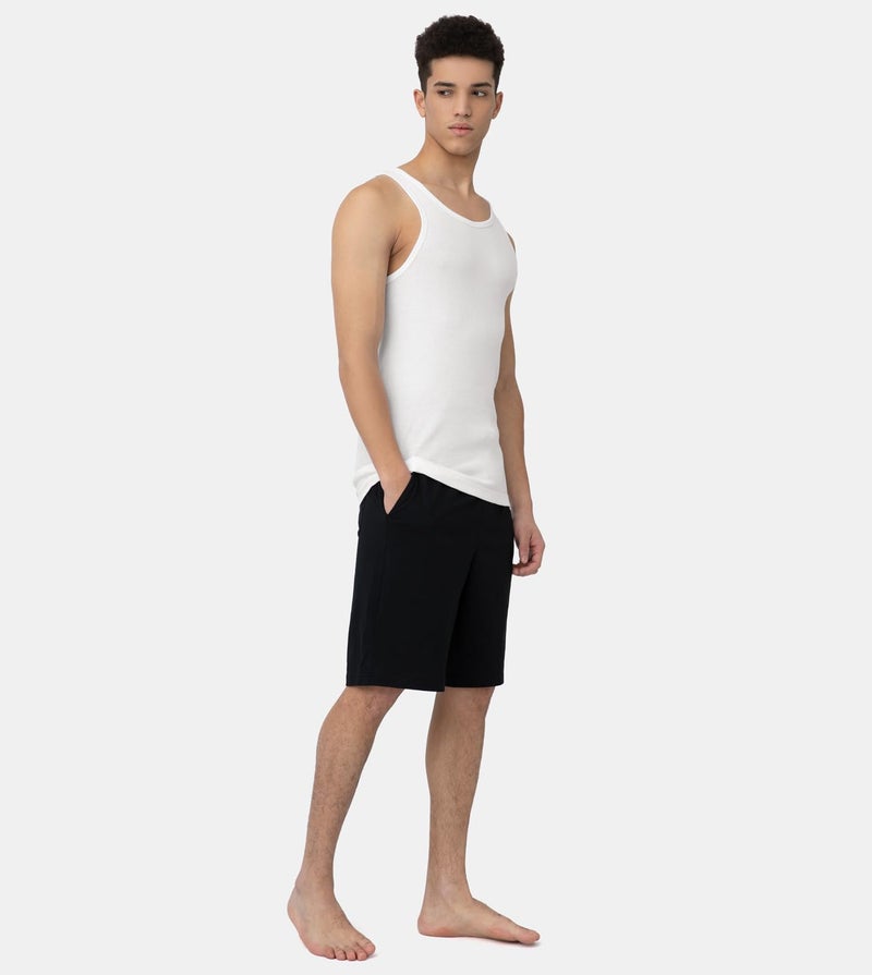 LAPASA Men's 100% Cotton Ribbed Tank Tops Sleeveless Crewneck A-Shirts Basic Solid Undershirts Vests 4 Pack M35, White, X-Large - Image 2
